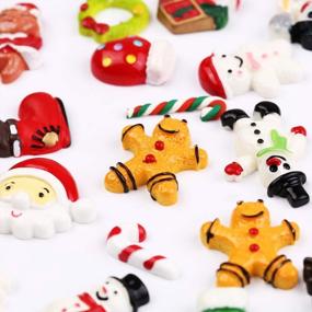 img 3 attached to 🎄 100-Piece Christmas Resin Slime Charms Assorted Button Santa Snowman Tree Bell Deer for DIY Crafts, Ornaments, Scrapbooking, Craft Making