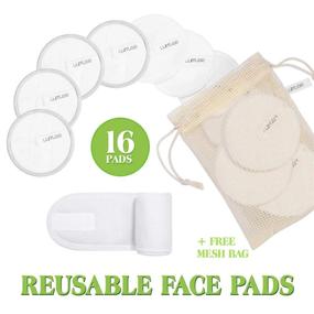 img 3 attached to 16 Pack Reusable Makeup Remover Pads - Washable Cotton Rounds, Bamboo Face Pads With Laundry Bag & Facial Headband Spa Set