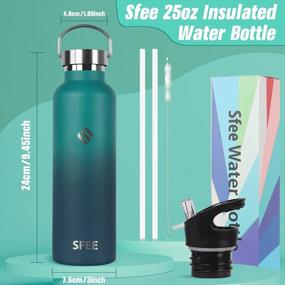 img 3 attached to Sfee Insulated Water Bottle With Straw Lids, 25Oz Stainless Steel Water Bottles Double Wall Vacuum Metal Water Bottle Kids Leakproof Sport Water Bottle For Outdoor, Fitness, Gym+Cleaning Brush(BDblue)