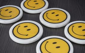 img 3 attached to 6-Piece White Marble Smiley Coaster Set - 100% Handmade, Ideal For Car & Kitchen Cup Pads