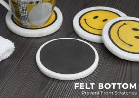 img 1 attached to 6-Piece White Marble Smiley Coaster Set - 100% Handmade, Ideal For Car & Kitchen Cup Pads