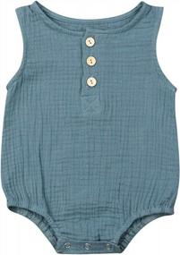 img 4 attached to Newborn Unisex Baby Onesie Jumpsuit - Cotton Button Down Short One Piece Bodysuit Clothes