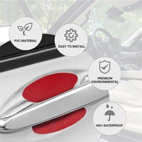img 1 attached to 🚗 Universal Carbon Fiber Car Door Bowl Stickers - 4pcs Protective Films for Scratches, Paint Protection with Door Bowl, Guard Film for Car SUV (Red)