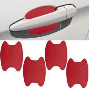 img 4 attached to 🚗 Universal Carbon Fiber Car Door Bowl Stickers - 4pcs Protective Films for Scratches, Paint Protection with Door Bowl, Guard Film for Car SUV (Red)