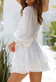 img 3 attached to Flirty Floral Mini Dress With Deep V-Neck, Tie Knot, Ruffle Details, And Long Sleeves For Women