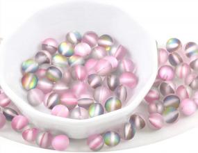 img 1 attached to 100Pcs Matte Crystal Glass Beads With 8Mm Hole For DIY Jewelry Making Crafts - Round Aurora Mermaid Design In Pink-1