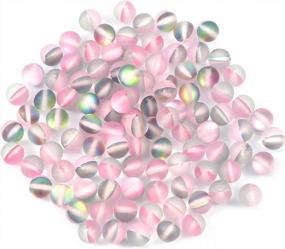 img 2 attached to 100Pcs Matte Crystal Glass Beads With 8Mm Hole For DIY Jewelry Making Crafts - Round Aurora Mermaid Design In Pink-1