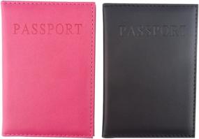 img 1 attached to 🛂 Honbay 2PCS Artificial Leather Passport Holder Cover: Ideal Travel Accessory for Both Men and Women