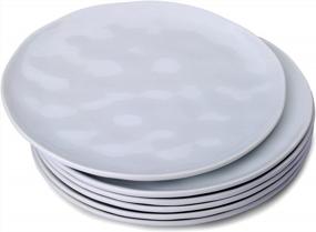 img 4 attached to Modern Rustic Handmade Look Dinnerware: Miicol Porcelain Salad Luncheon Plates (Set Of 6) For Pasta, Appetizer, Dessert And Pancakes - Neutral Grey