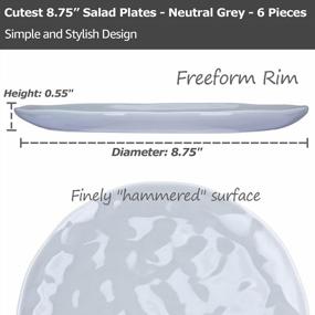img 3 attached to Столовая посуда ручной работы в современном деревенском стиле: фарфоровые салатные тарелки Miicol (набор из 6 шт.) для пасты, закусок, десерта и блинов - нейтральный серый
