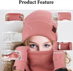 img 1 attached to 🧣 Warm & Stylish Women's Winter Hat, Scarf & Glove Set - Mysuntown 3-Piece Collection: Beanie, Neck Warmer & Touchscreen Gloves