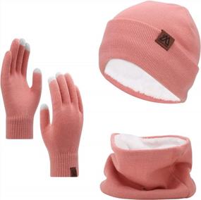img 4 attached to 🧣 Warm & Stylish Women's Winter Hat, Scarf & Glove Set - Mysuntown 3-Piece Collection: Beanie, Neck Warmer & Touchscreen Gloves