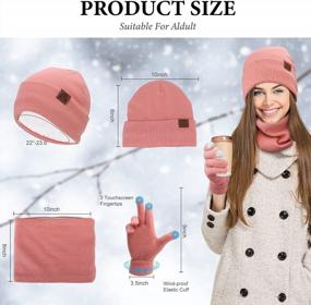 img 3 attached to 🧣 Warm & Stylish Women's Winter Hat, Scarf & Glove Set - Mysuntown 3-Piece Collection: Beanie, Neck Warmer & Touchscreen Gloves