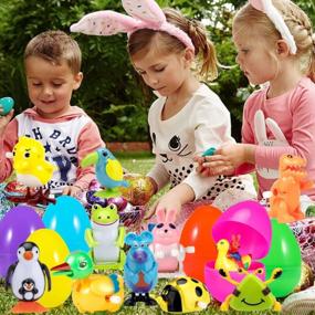 img 2 attached to 12-Piece Filled Easter Eggs With Assorted Wind-Up Toys For Kids - 4'' Plastic Party Favors, Easter Basket Stuffer & Toy Gifts
