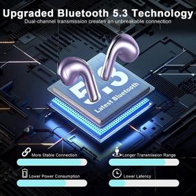 img 3 attached to YHT Wireless Earbuds With Bluetooth 5.3 And 4-Mics Clear Call And ENC Noise Cancelling In Purple - Bluetooth Earbuds For IPhone And Android