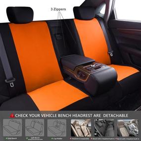 img 1 attached to CAR PASS Line Rider Sporty Car Seat Covers and 4Pcs Waterproof Car Floor Mats - Universal Fit, Airbag Compatible Automotive Interior Covers for Trucks, Vans, SUVs (Combo Set, Black and Orange)