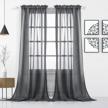 grey semi sheer voile curtains - wontex faux linen rod pocket set of 2, 55 x 95 inch panels for living room & bedroom logo