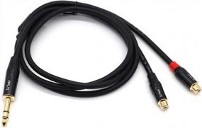 img 3 attached to Двойной кабель SiYear RCA на 1/4 дюйма, 6,35 мм (1/4 дюйма), штекер стерео на 2RCA, женский Y-разветвитель, кабель-адаптер (5 футов)