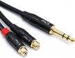 siyear dual rca to 1/4" cable，6.35mm (1/4 inch) male stereo to 2rca female y splitter adapter cable（5feet) logo
