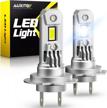 auxito 2023 upgraded h7 led bulbs, 350% brighter, 6500k white, 1:1 mini size, no adapter required, non-polarity, all-in-one h7ll fog light bulb conversion kit, plug and play, pack of 2 logo