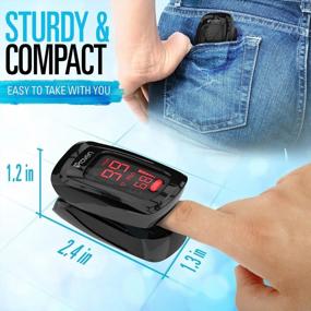 img 3 attached to IProven Pulse Oximeter: Accurate Blood Saturation And Heart Rate Monitor With Batteries, Case & Lanyard - OXI-27Black (Black/Red)