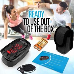 img 1 attached to IProven Pulse Oximeter: Accurate Blood Saturation And Heart Rate Monitor With Batteries, Case & Lanyard - OXI-27Black (Black/Red)