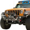eag front bumper rock crawler with fog light housing and winch plate fit for 18-22 wrangler jl logo
