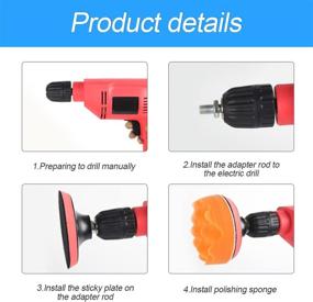 img 1 attached to 22-Piece Drill Polishing Buffing Pads Kit for Car, 3-Inch Buffing Pads, Automotive Polisher for Drilling, Buffing, Waxing, Detailing Kit (18 Pads, 2 Drill Adapters, 2 Suction Cups)