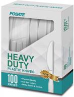 posate white plastic knives, heavyweight, 100 count logo