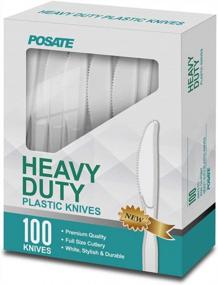 img 4 attached to POSATE White Plastic Knives, Heavyweight, 100 Count