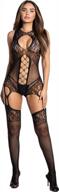one-piece fishnet bodystocking with attached stockings and sexy lace lingerie - ultimate babydoll lingerie set for women logo