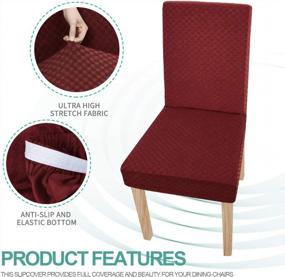 img 1 attached to Set Of 2 Stretchy Checkered Dining Chair Slipcovers - Wine Red Color For Christmas, Perfect For Restaurant, Kitchen, Party, And Home Decor - Parsons Chair Furniture Protector By YEMYHOM