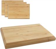 3pcs bamboomn premium small cutting & serving boards - 7.9" x 5.5" x 0.75" chamfered edge wholesale bulk logo