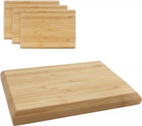 img 4 attached to 3Pcs BambooMN Premium Small Cutting & Serving Boards - 7.9" X 5.5" X 0.75" Chamfered Edge Wholesale Bulk