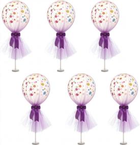 img 4 attached to 🎈 Suppromo Purple Polka Dot Balloons Kit: Stunning Tutu Tulle Balloons for Memorable Baby Showers, Girls' Birthdays, and Weddings - Decorate the Table with 12 inch Purple Tulle Balloons, 6 Pack!