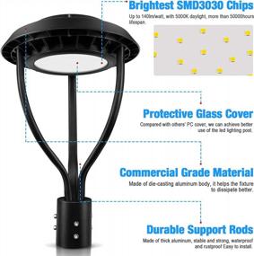 img 1 attached to KUKUPPO 60W LED Post Top Light With 8400 Lumens, ETL Listed For Outdoor Areas - Waterproof Pathway, Street, Garden, And Parking Lot Lighting, Equivalent To 300W - IP65 Rated