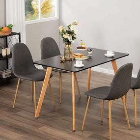img 3 attached to Stylish And Spacious: GreenForest Modern Dining Table With Solid Wood Legs For Your Chic Kitchen - 47.2 X 27.6 X 30 Inch, Black