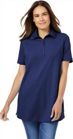 img 4 attached to Woman Within Women'S Plus Size Perfect Short-Sleeve Polo Shirt
