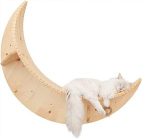 img 4 attached to MYZOO Luna: Stylish Wooden Wall Mounted Cat Bed And Furniture Set With Floating Perch, Tree And Shelves