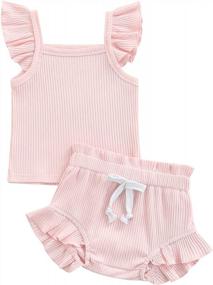 img 4 attached to Newborn Baby Girl Summer Clothes Ruffle Sleeveless Top & Bloomers Shorts Set - CIYCUIT