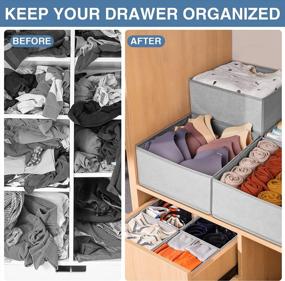 img 3 attached to 12-Pack Foldable Fabric Drawer Organizers for Clothing - Sock, Underwear, Baby Clothes, Bra, Scarf, Belt, Tie Storage - Closet Dividers in Grey