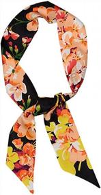 img 2 attached to Make A Statement With DOCILA'S Elegant Floral Neckerchief - Perfect As A Skinny Scarf Or Handbag Accessory