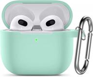mint green hamile airpods 3 case cover - silicone protective cases with keychain accessories for apple airpod 3rd generation girls boys women men logo