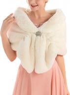 edary bridal fur shawls: faux fur wraps with rhinestone brooch, perfect winter warmth and glam for women and brides logo