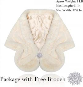 img 3 attached to Edary Bridal Fur Shawls: накидки из искусственного меха с брошью со стразами, идеальное зимнее тепло и гламур для женщин и невест