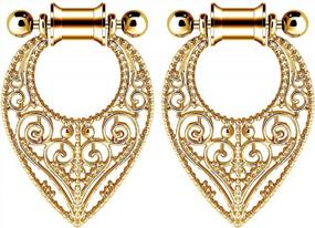 img 1 attached to Stylish And Trendy SUPTOP Dangle Plugs: Gold Ear Gauges From 2G To 1 Inch For Women And Girls