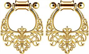 img 2 attached to Stylish And Trendy SUPTOP Dangle Plugs: Gold Ear Gauges From 2G To 1 Inch For Women And Girls