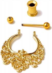img 3 attached to Stylish And Trendy SUPTOP Dangle Plugs: Gold Ear Gauges From 2G To 1 Inch For Women And Girls