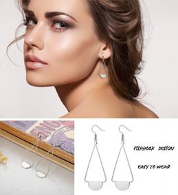 img 2 attached to Women Girls 4-6 Pairs Curved Threader Dangle Earrings Set - Drop Hoop Bar Arrow Statement Earrings