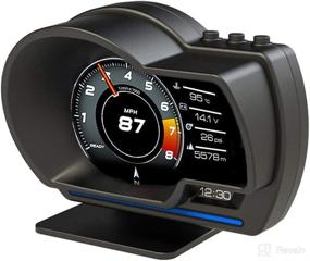 img 4 attached to Car HUD OBD2 GPS Dual System Speedometer with Clear Fault Code, Odometer, Turbine Pressure, Oil/Water Temperature Meter, Brake Test, Overspeed Alarm, HD LCD Display Screen